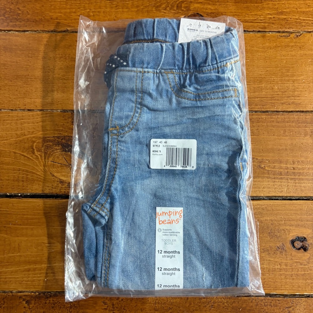 Jumping Beans Straight Jeans Boys 12 Months Light Blue Elastic Waist Pants NEW